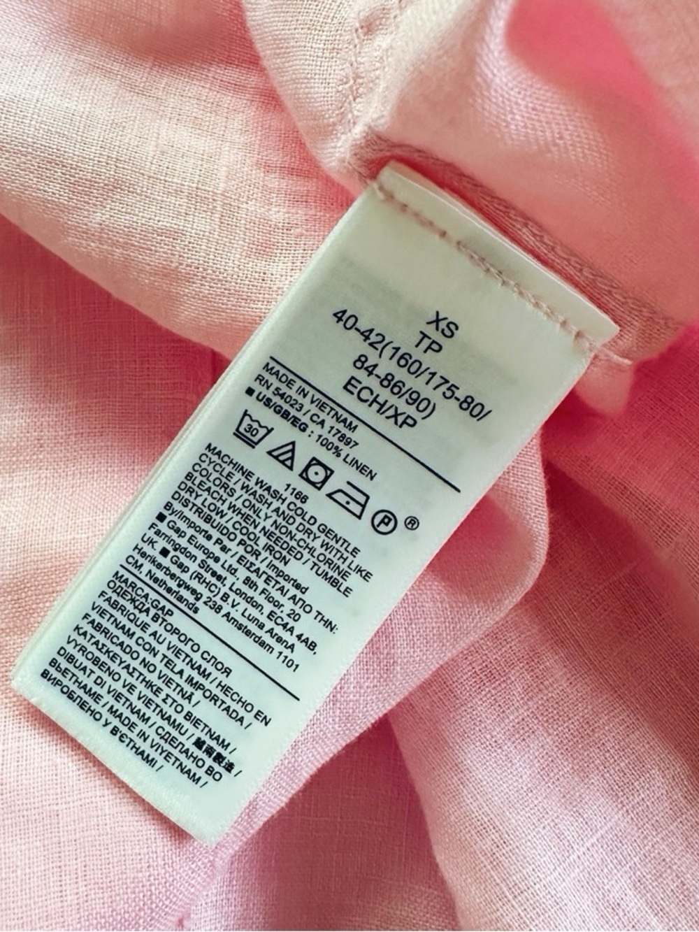 NEW Gap Linen Boyfriend Shirt Relaxed Fit Pink XS - Picture 10 of 10